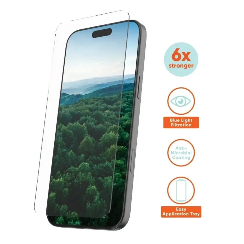 onn. DefenseTech Blue Light Filtering iPhone 16 Pro Max Glass Screen Protector